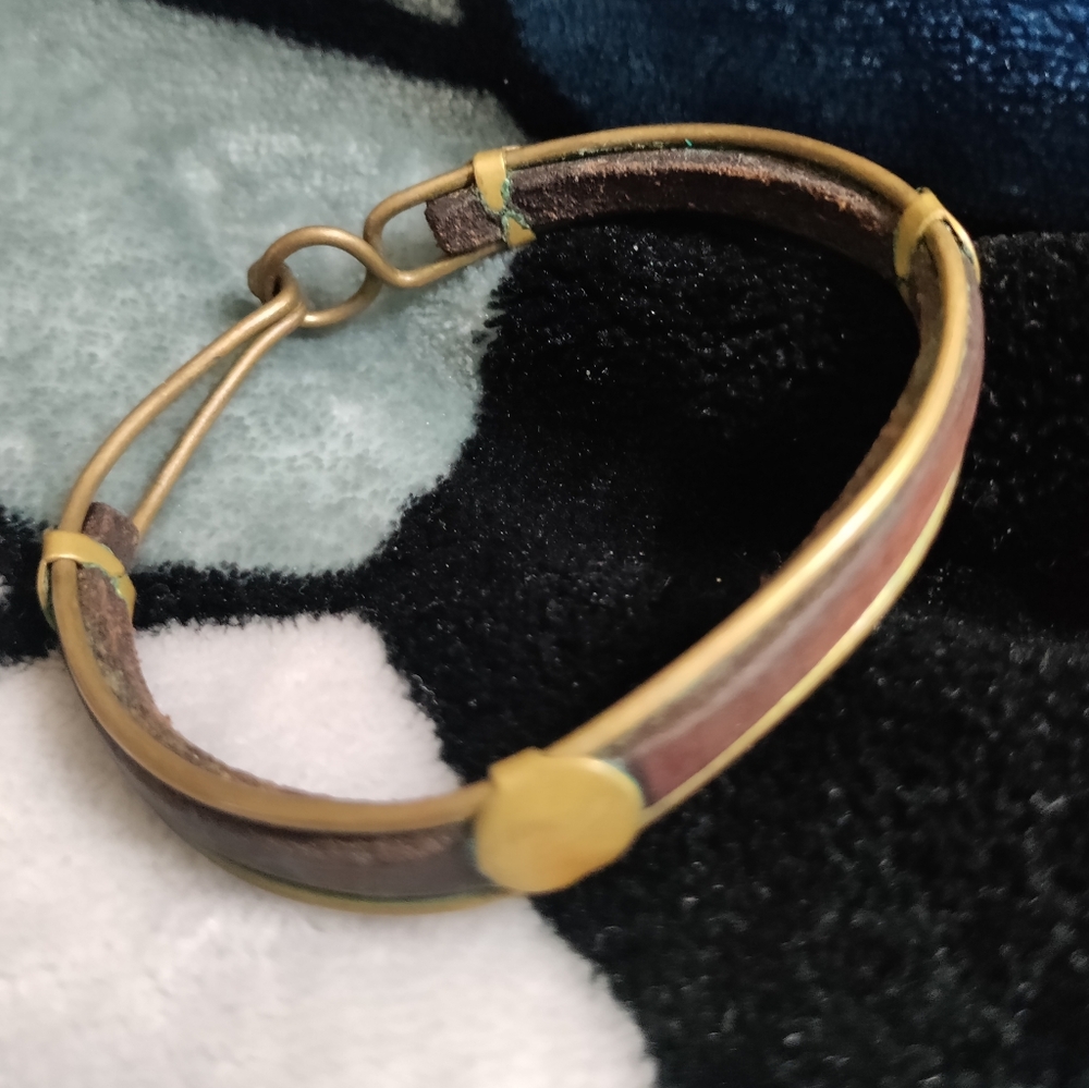 Vintage Artisan Copper & Leather bracelet